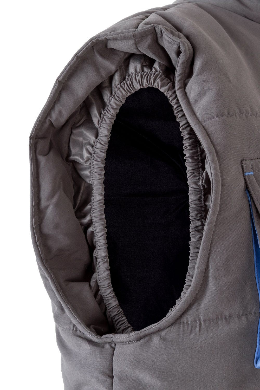 205902.CHALECO ACOLCHADO BICOLOR GRIS/CELESTE 2XL