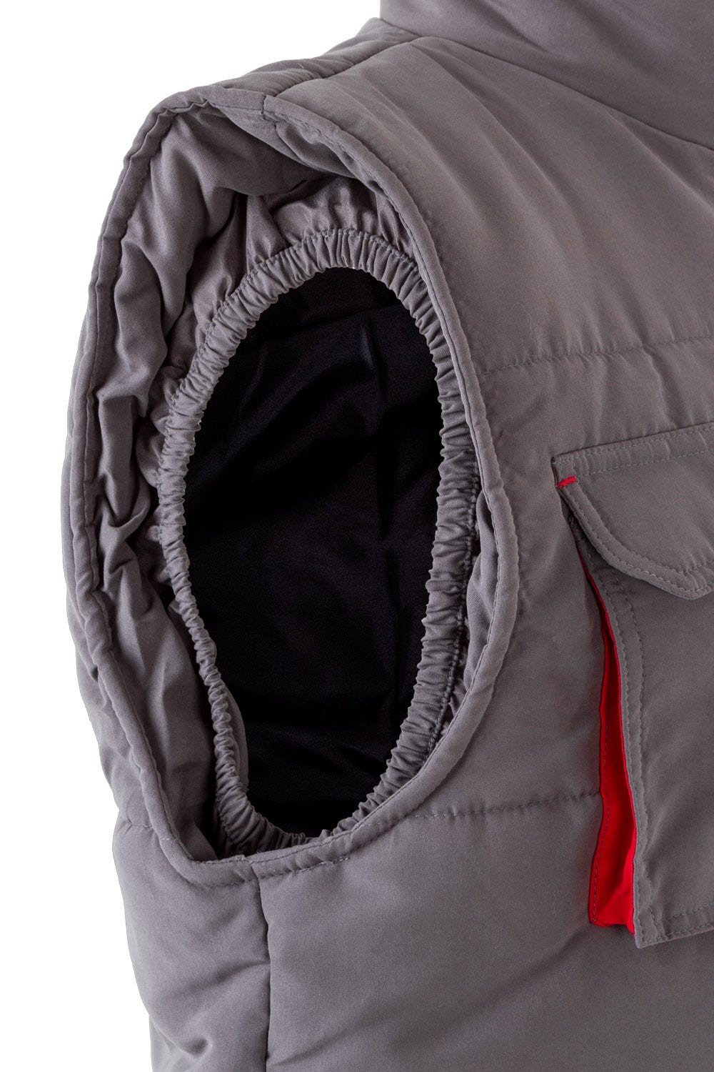 205902.CHALECO ACOLCHADO BICOLOR GRIS/ROJO 2XL