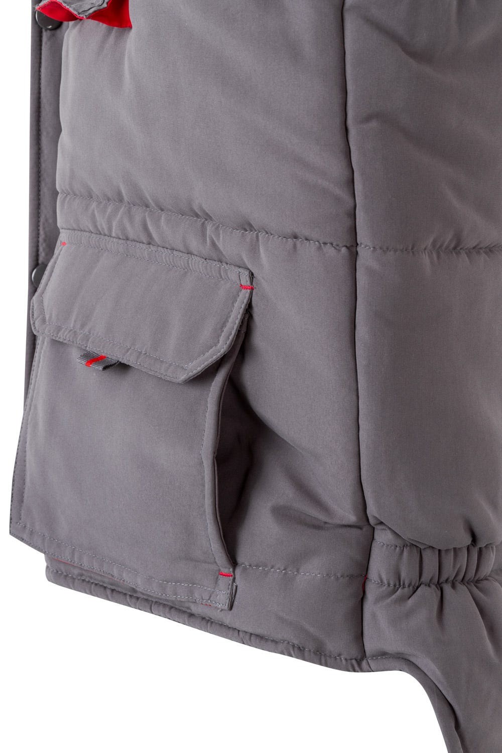 205902.CHALECO ACOLCHADO BICOLOR GRIS/ROJO 2XL