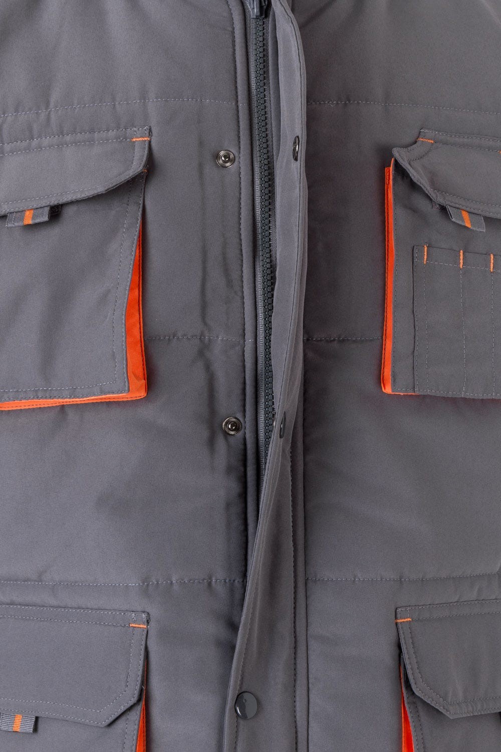 205902.CHALECO ACOLCHADO BICOLOR GRIS/NARANJA 2XL