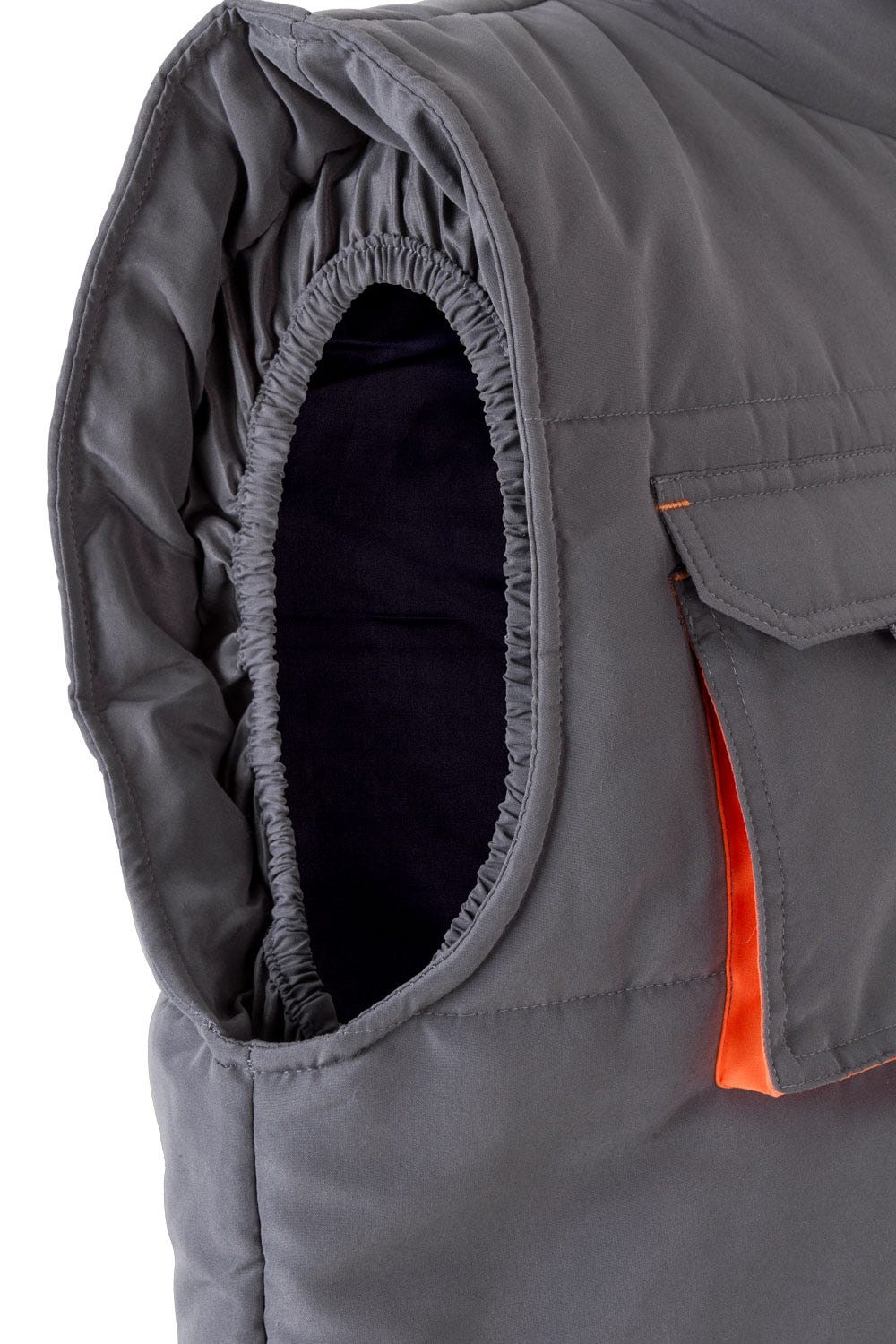 205902.CHALECO ACOLCHADO BICOLOR GRIS/NARANJA 2XL