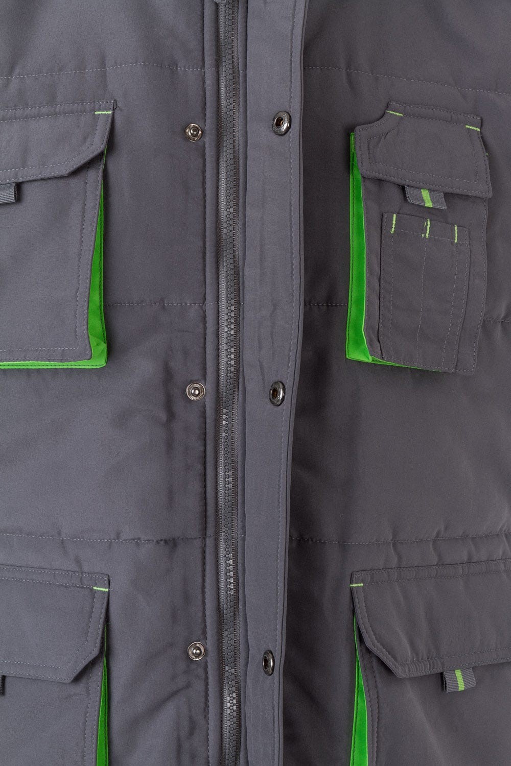 205902.CHALECO ACOLCHADO BICOLOR GRIS/VERDE LIMA 2XL