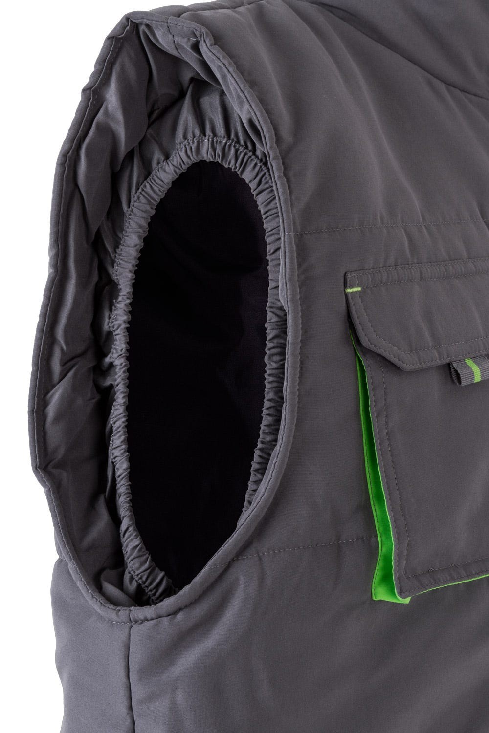 205902.CHALECO ACOLCHADO BICOLOR GRIS/VERDE LIMA 2XL