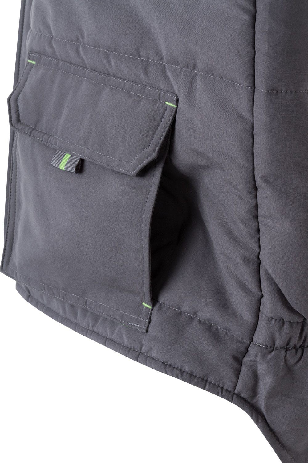 205902.CHALECO ACOLCHADO BICOLOR GRIS/VERDE LIMA 2XL