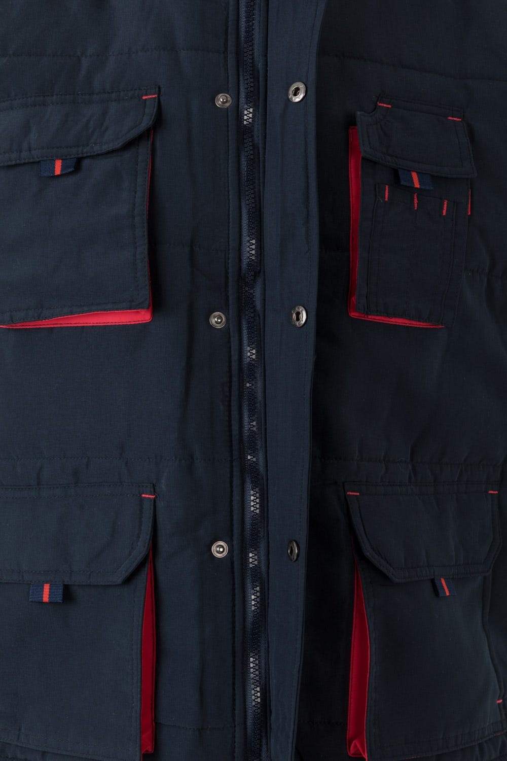 205902.CHALECO ACOLCHADO BICOLOR AZUL NAVY/ROJO 2XL