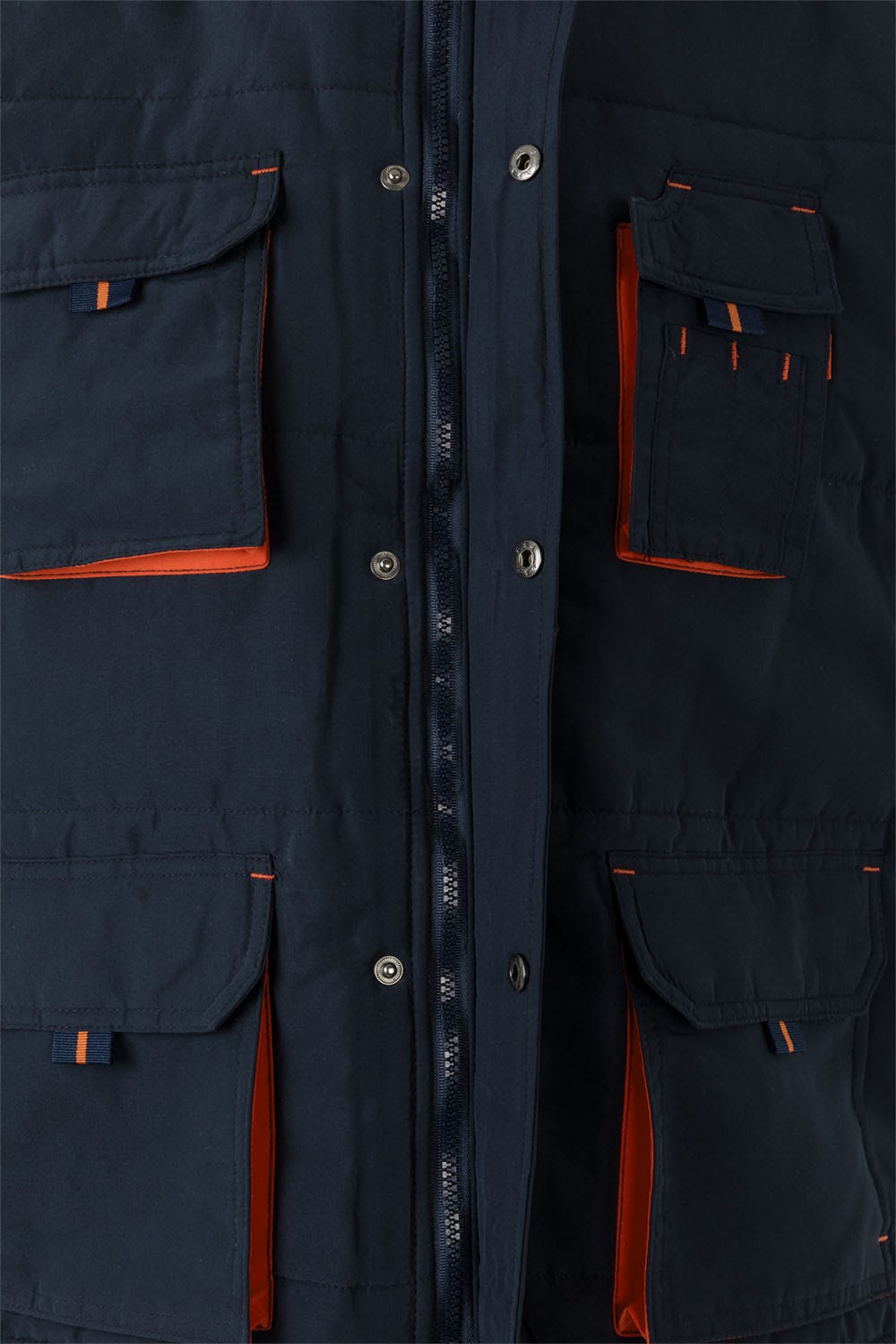 205902.CHALECO ACOLCHADO BICOLOR AZUL NAVY/NARANJA 2XL