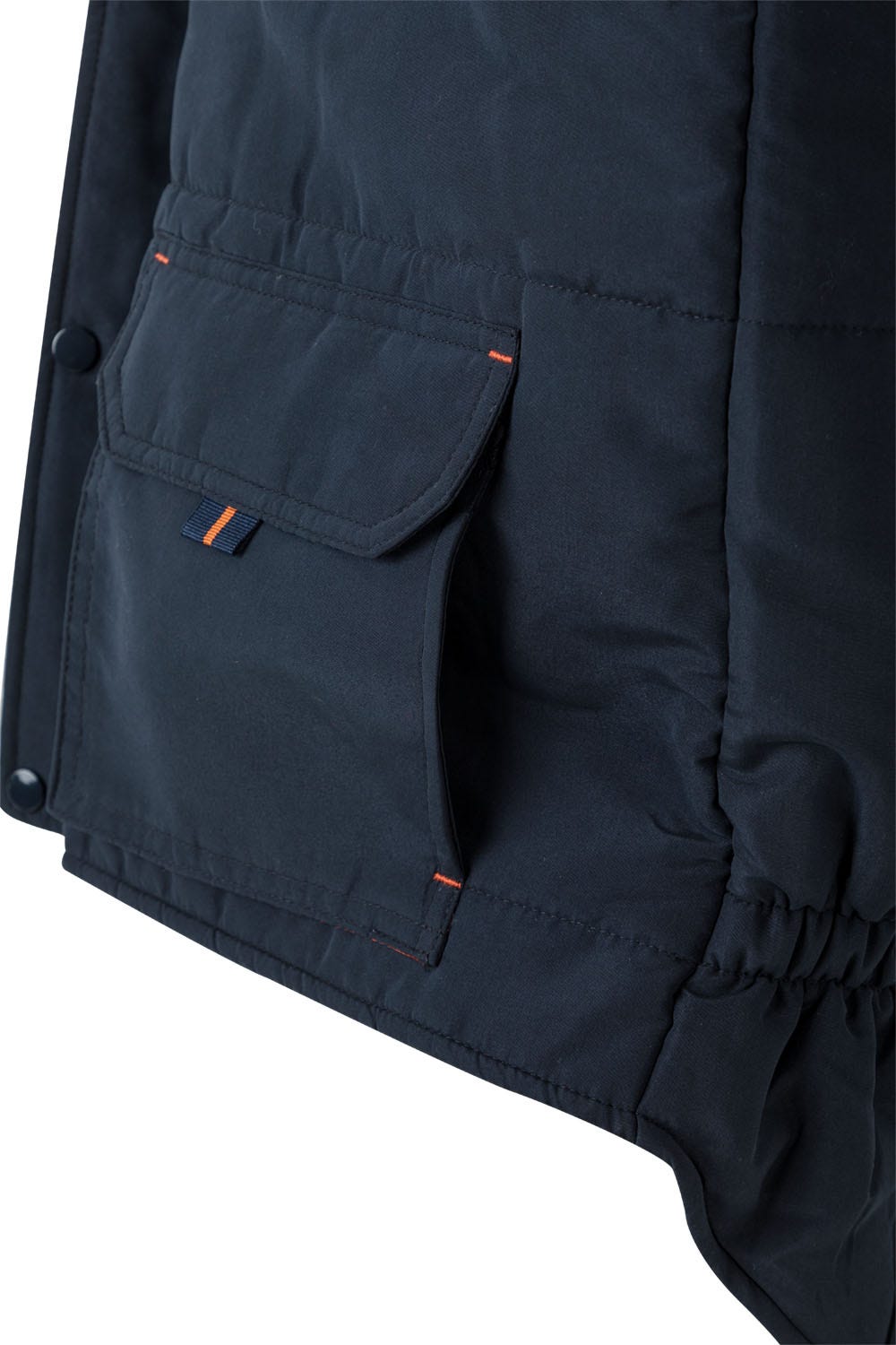 205902.CHALECO ACOLCHADO BICOLOR AZUL NAVY/NARANJA 2XL