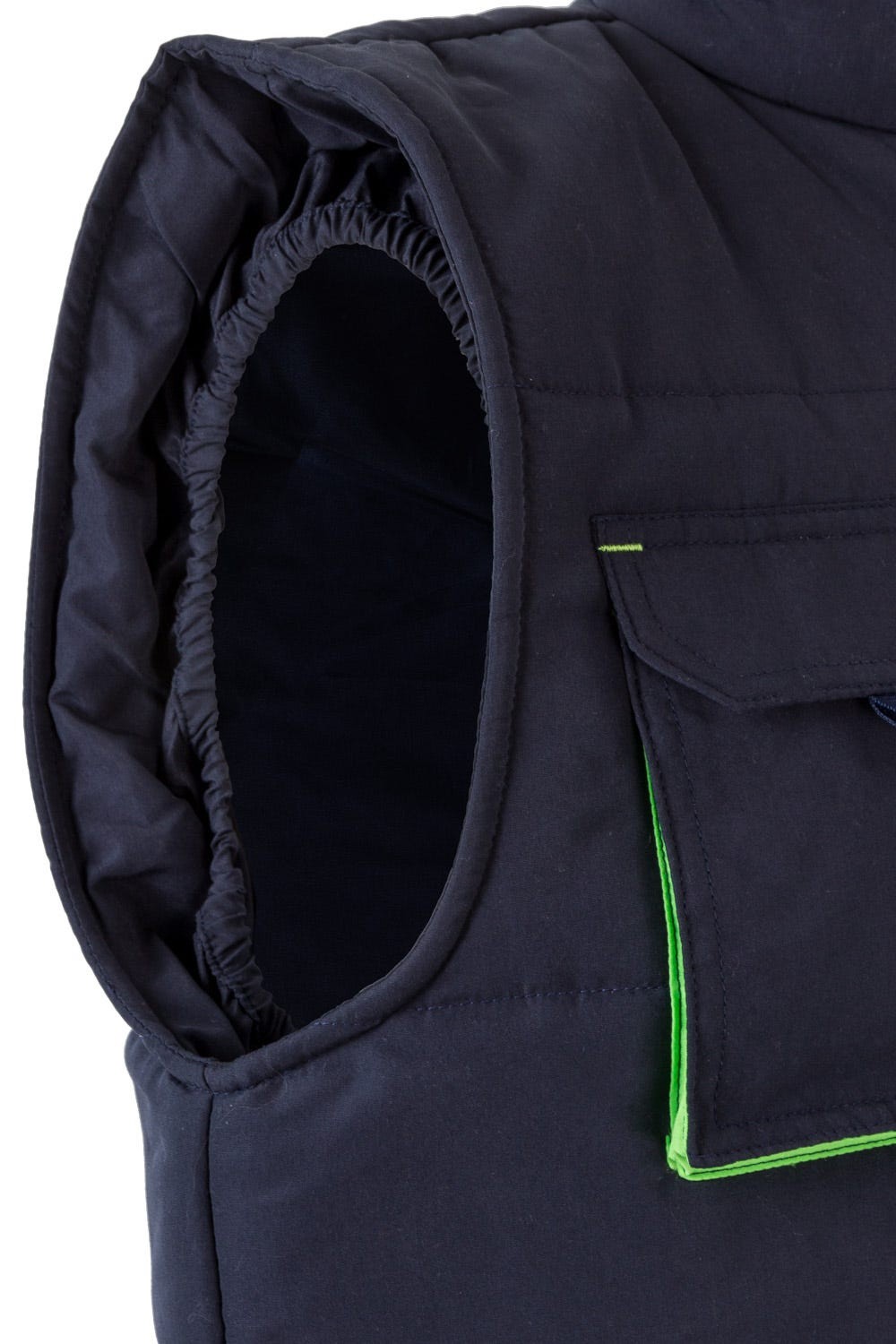 205902.CHALECO ACOLCHADO BICOLOR AZUL NAVY/VERDE LIMA 2XL