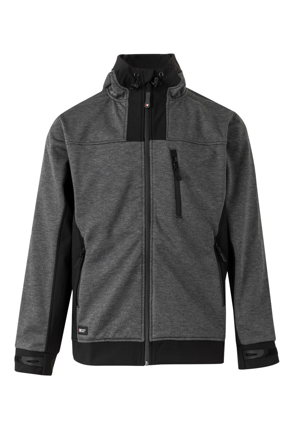 206007.SOFT SHELL BICOLOR CAPUCHA GRIS OSCURO JASPEADO/NEGRO 2XL