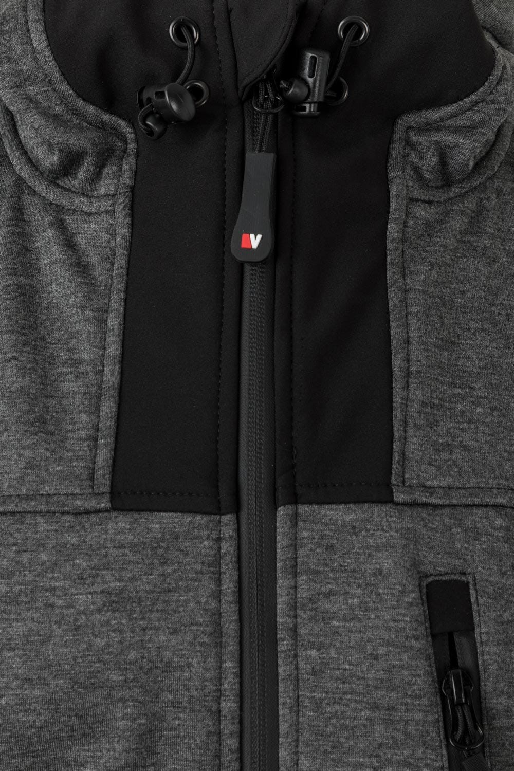 206007.SOFT SHELL BICOLOR CAPUCHA GRIS OSCURO JASPEADO/NEGRO 2XL