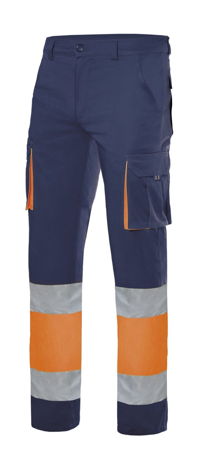 303002S.PANTALÓN STRETCH BICOLOR AV AZUL NAVY/NARANJA FLÚOR 2XL