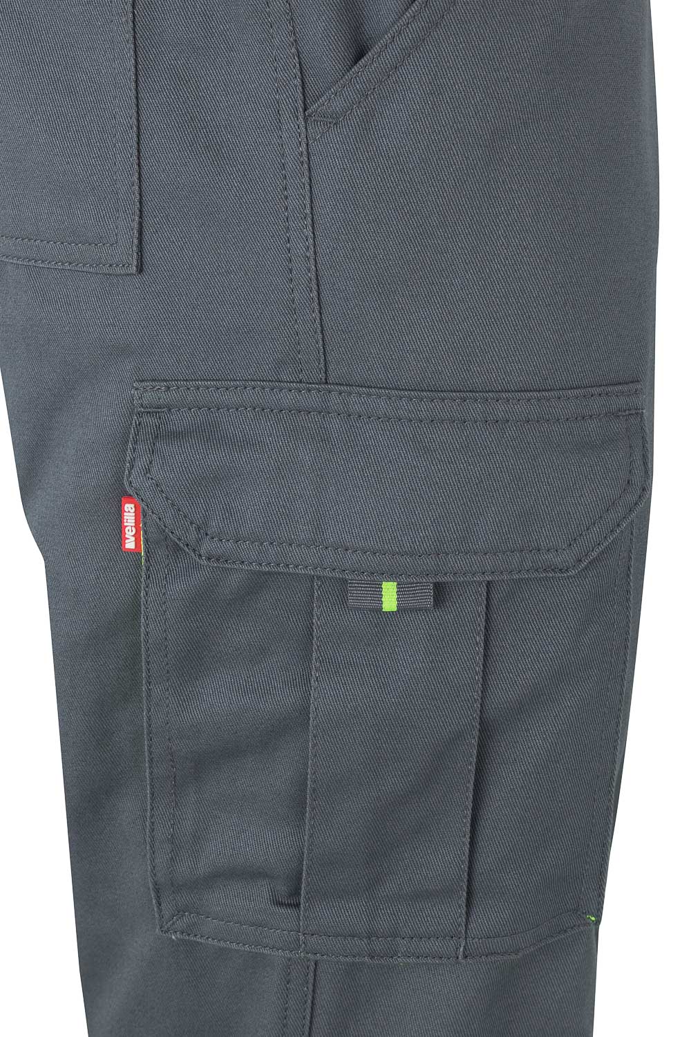 303007.PANTALÓN 100% ALGODÓN AV GRIS/AMARILLO FLÚOR 2XL