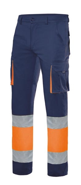 303007.PANTALÓN 100% ALGODÓN AV AZUL NAVY/NARANJA FLÚOR 2XL