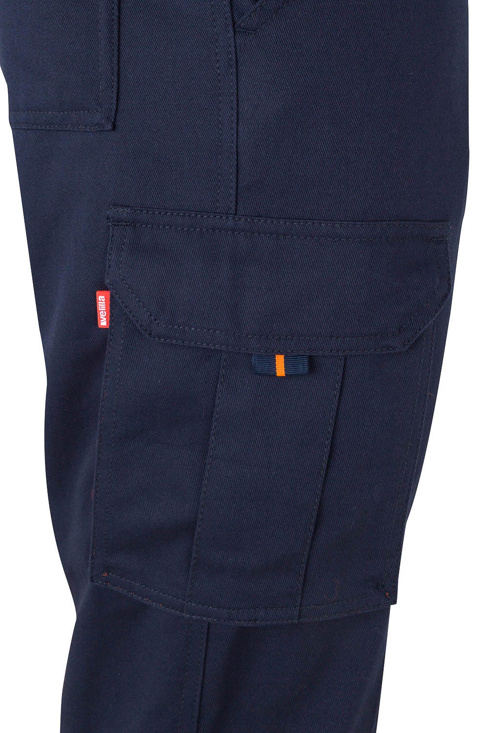 303007.PANTALÓN 100% ALGODÓN AV AZUL NAVY/NARANJA FLÚOR 2XL