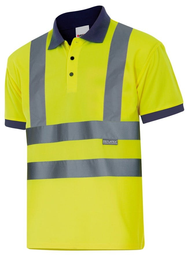 305502.POLO BICOLOR MC AV AZUL MARINO/AMARILLO FLÚOR 2XL