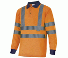 305503.POLO BICOLOR ML AV AZUL MARINO/NARANJA FLÚOR 2XL