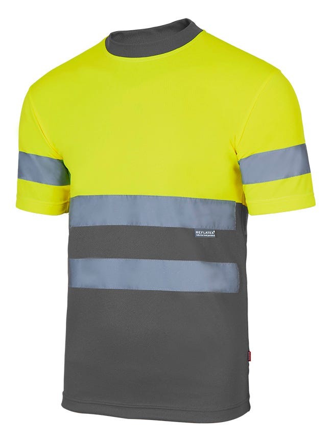 305506.CAMISETA TÉCNICA BICOLOR AV GRIS/AMARILLO FLÚOR 2XL