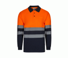 305507.POLO BICOLOR ML AV AZUL MARINO/NARANJA FLÚOR S