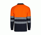 305507.POLO BICOLOR ML AV AZUL MARINO/NARANJA FLÚOR S
