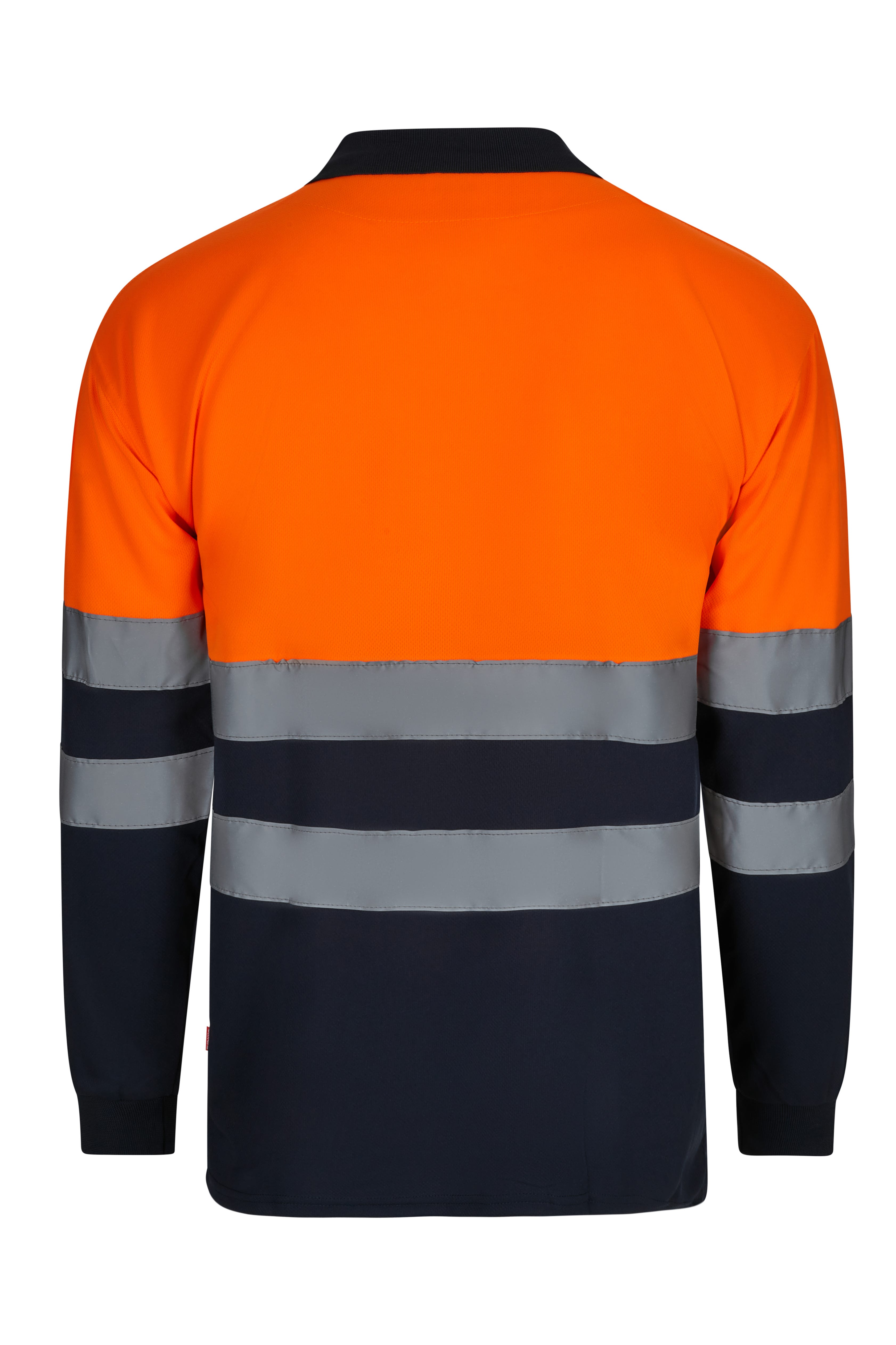 305507.POLO BICOLOR ML AV AZUL MARINO/NARANJA FLÚOR S