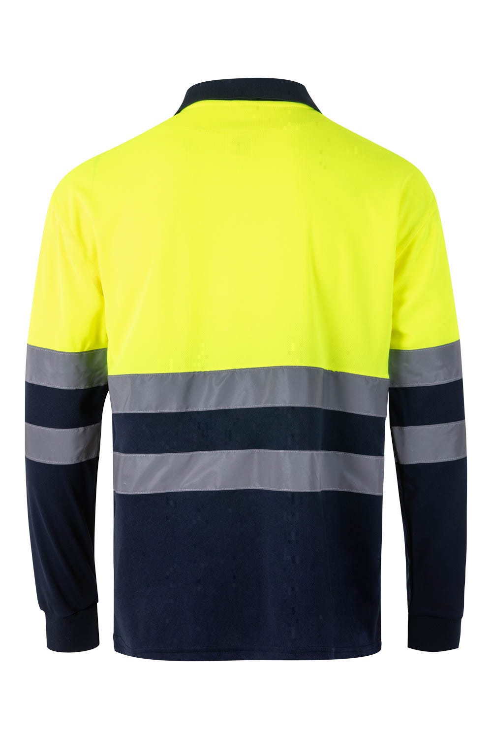 305507.POLO BICOLOR ML AV AZUL MARINO/AMARILLO FLÚOR 2XL