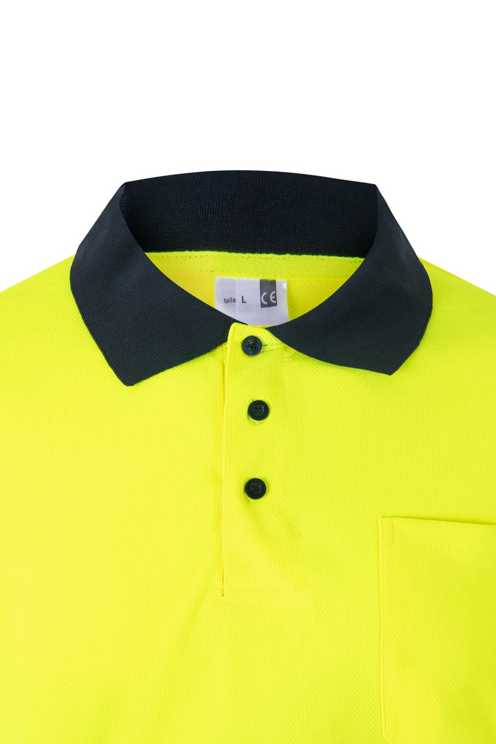 305507.POLO BICOLOR ML AV AZUL MARINO/AMARILLO FLÚOR 2XL