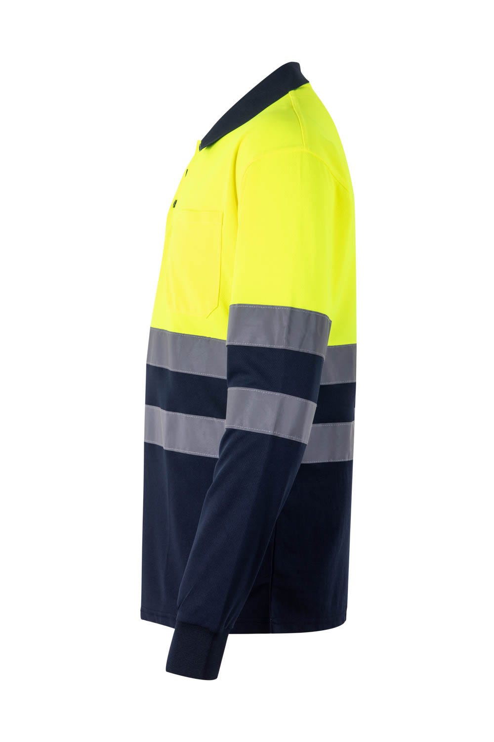 305507.POLO BICOLOR ML AV AZUL MARINO/AMARILLO FLÚOR 2XL