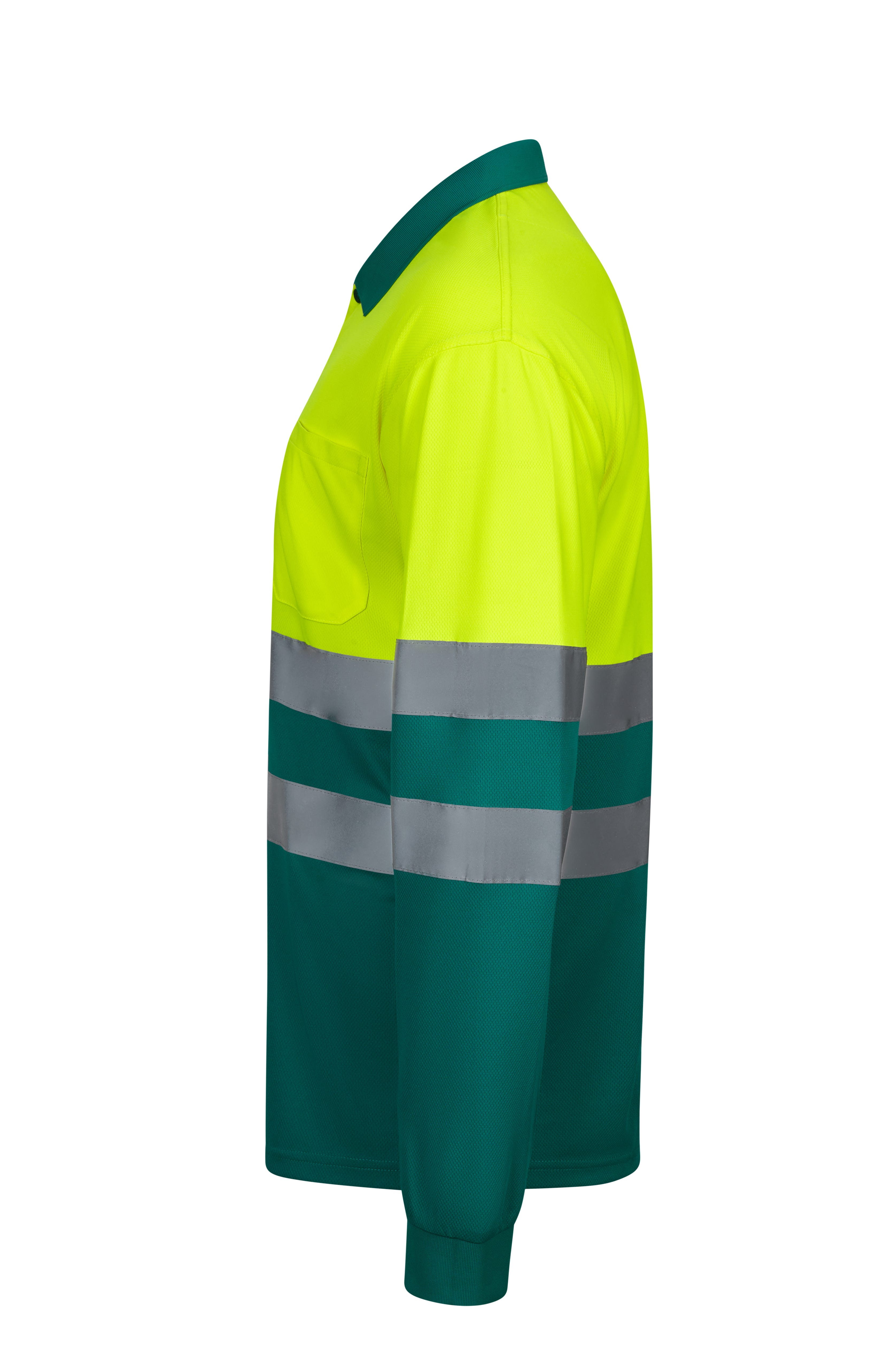 305507.POLO BICOLOR ML AV VERDE/AMARILLO FLÚOR S
