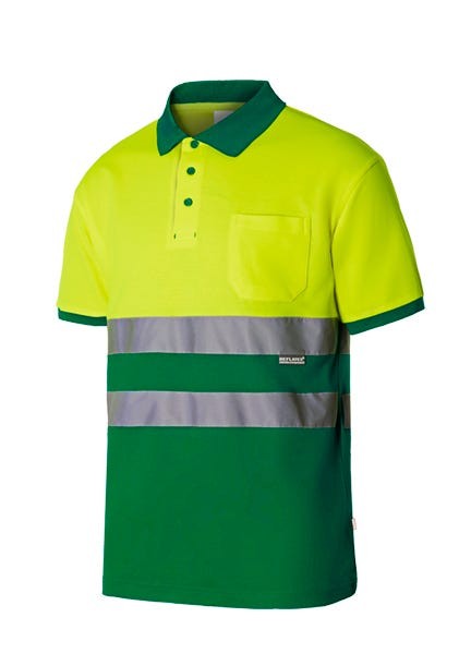 305513.POLO ALGODÓN BICOLOR MC AV VERDE/AMARILLO FLÚOR 2XL