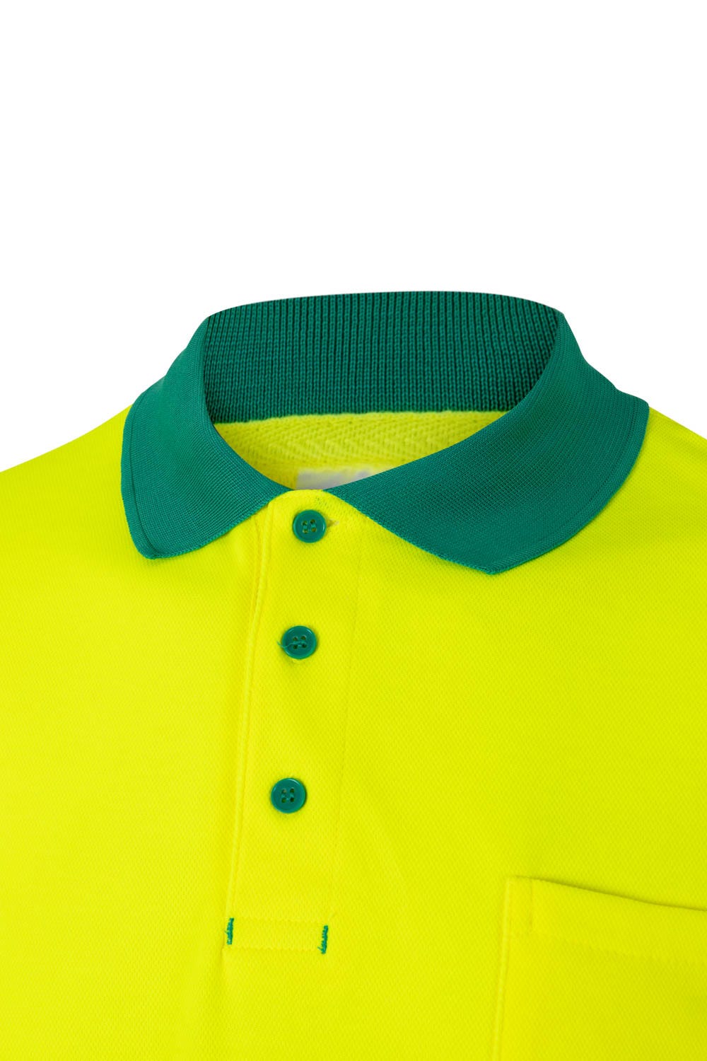 305513.POLO ALGODÓN BICOLOR MC AV VERDE/AMARILLO FLÚOR 2XL