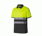 305513.POLO ALGODÓN BICOLOR MC AV GRIS/AMARILLO FLÚOR 2XL