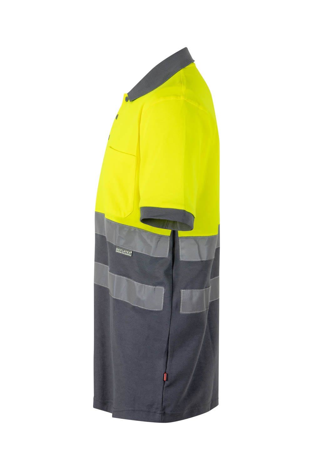 305513.POLO ALGODÓN BICOLOR MC AV GRIS/AMARILLO FLÚOR 2XL
