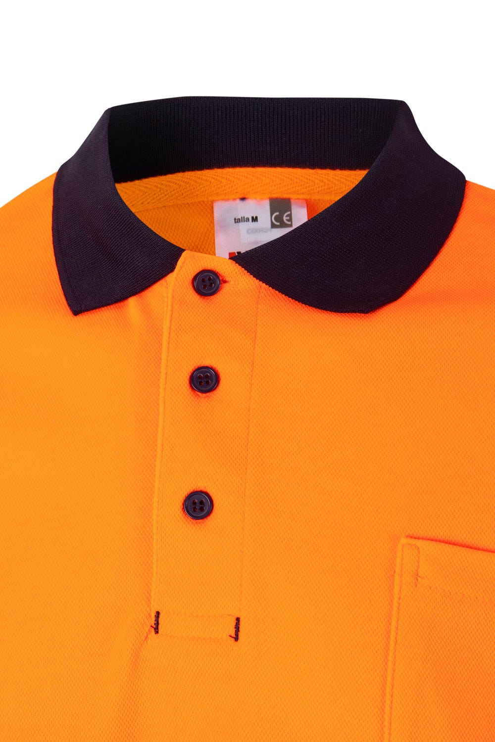 305513.POLO ALGODÓN BICOLOR MC AV AZUL NAVY/NARANJA FLÚOR 2XL