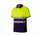 305513.POLO ALGODÓN BICOLOR MC AV AZUL NAVY/AMARILLO FLÚOR 2XL