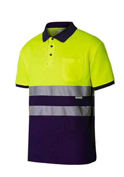 305513.POLO ALGODÓN BICOLOR MC AV AZUL NAVY/AMARILLO FLÚOR 2XL