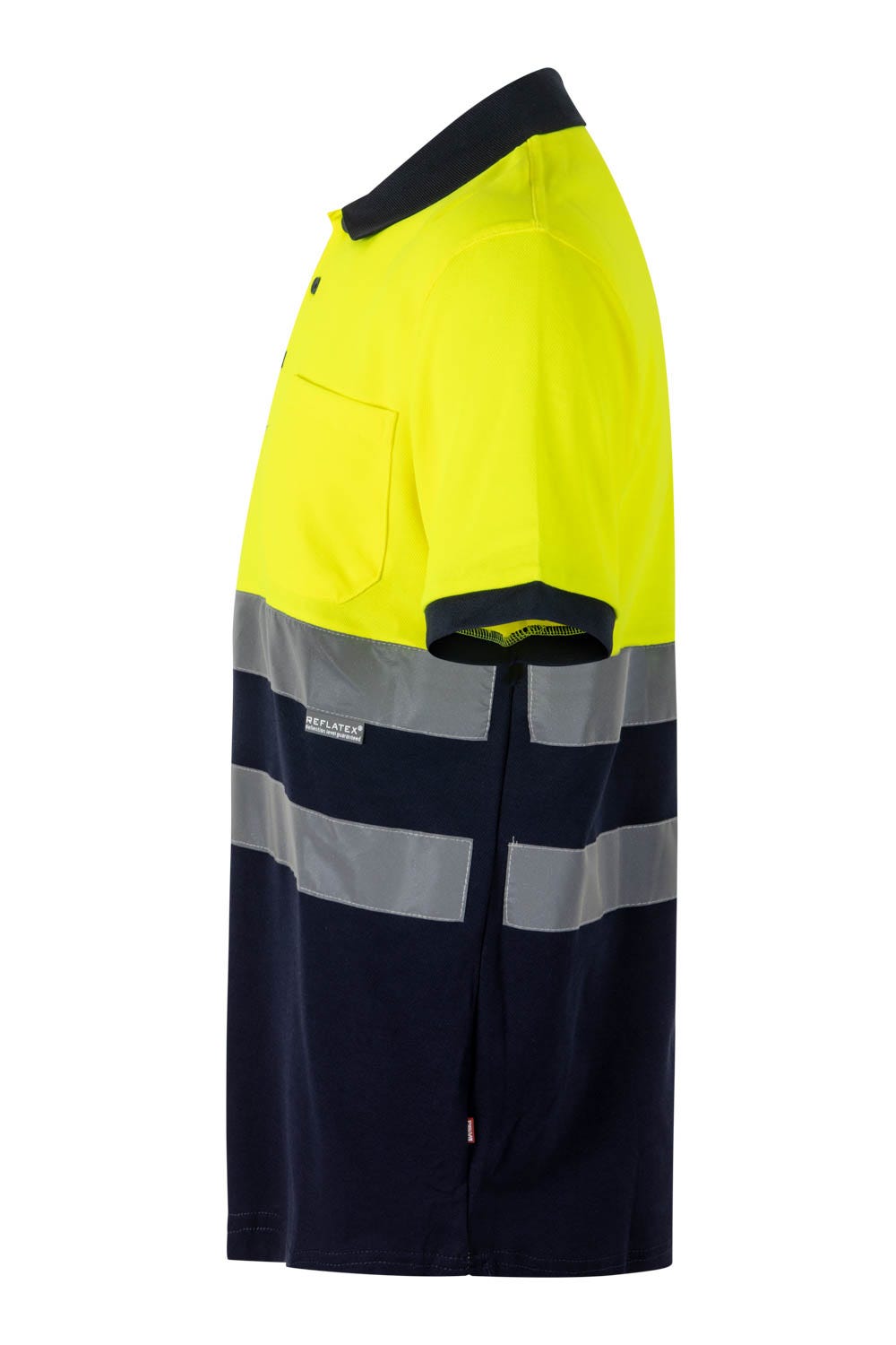 305513.POLO ALGODÓN BICOLOR MC AV AZUL NAVY/AMARILLO FLÚOR 2XL