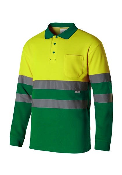 305515.POLO ALGODÓN BICOLOR ML AV VERDE/AMARILLO FLÚOR 2XL
