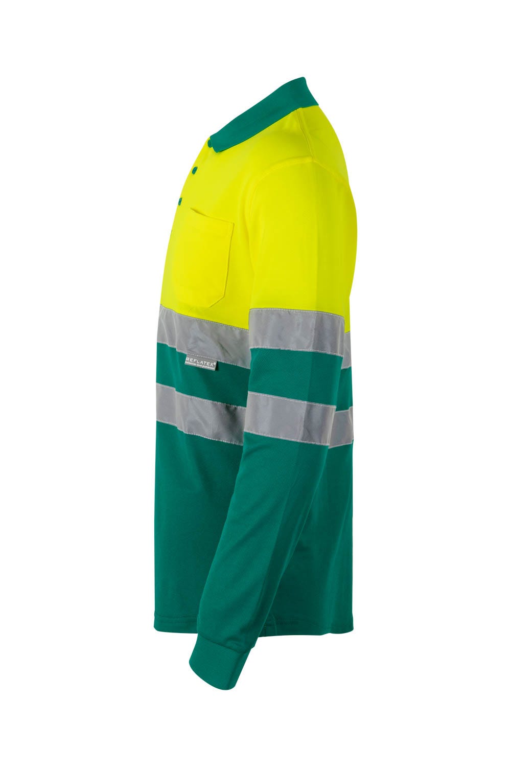 305515.POLO ALGODÓN BICOLOR ML AV VERDE/AMARILLO FLÚOR 2XL