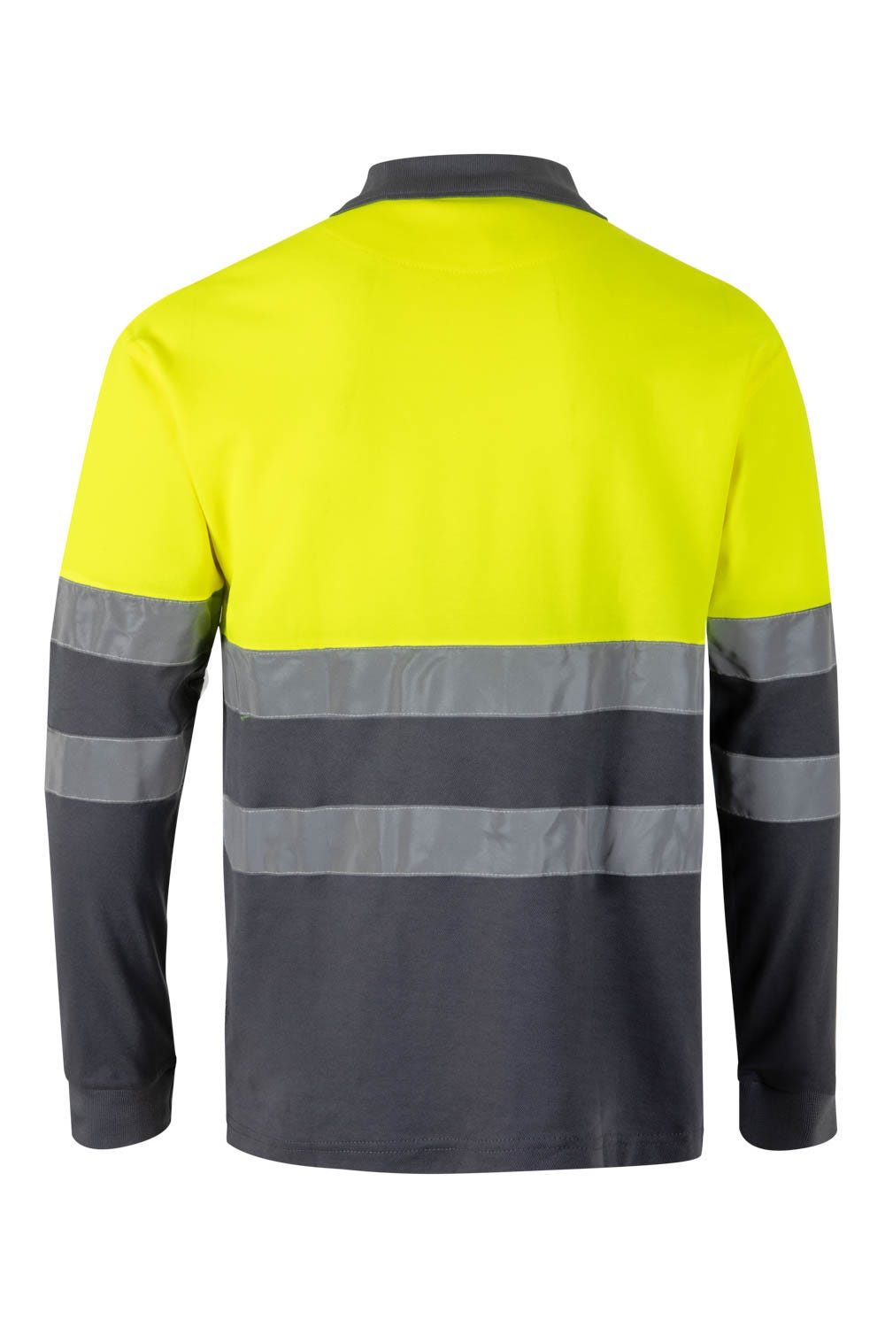 305515.POLO ALGODÓN BICOLOR ML AV GRIS/AMARILLO FLÚOR 2XL
