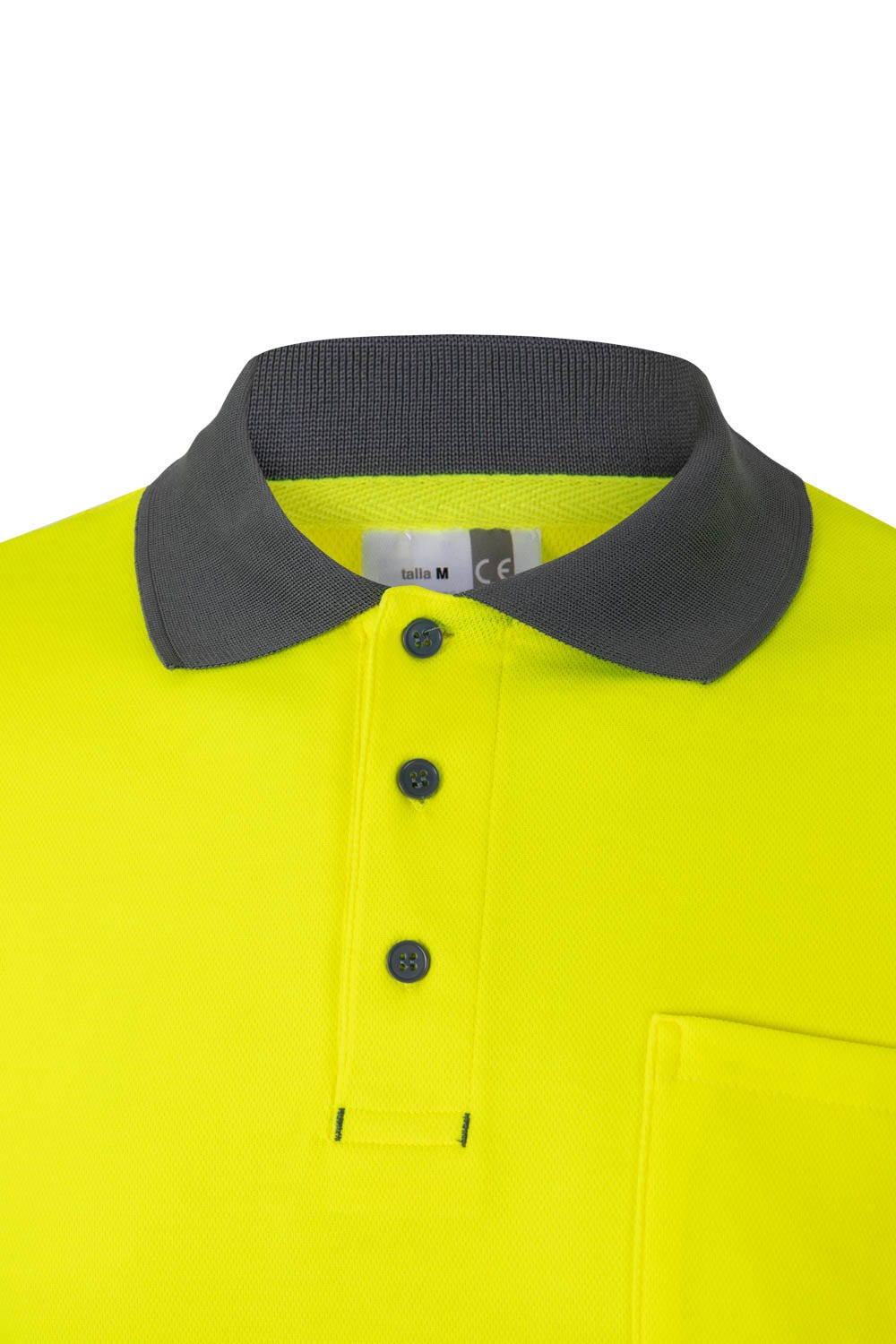 305515.POLO ALGODÓN BICOLOR ML AV GRIS/AMARILLO FLÚOR 2XL