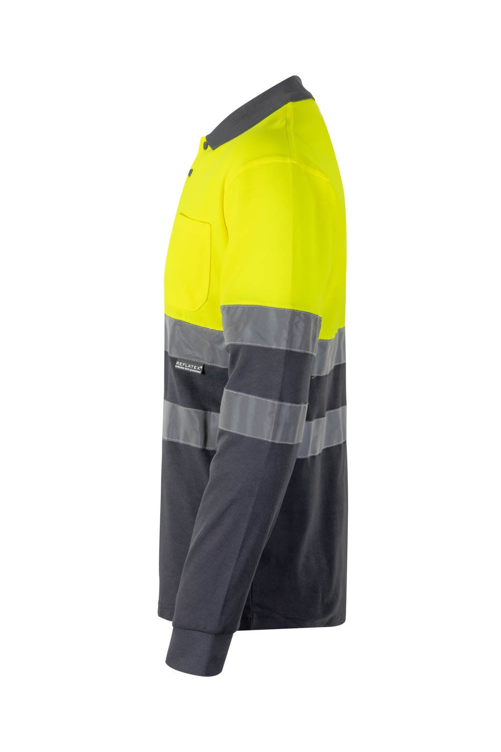 305515.POLO ALGODÓN BICOLOR ML AV GRIS/AMARILLO FLÚOR 2XL