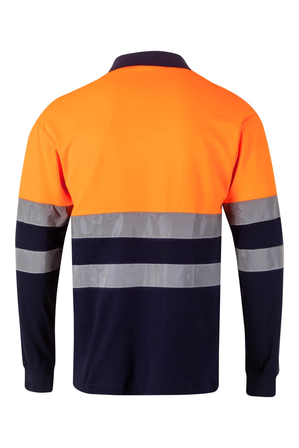 305515.POLO ALGODÓN BICOLOR ML AV AZUL NAVY/NARANJA FLÚOR 2XL