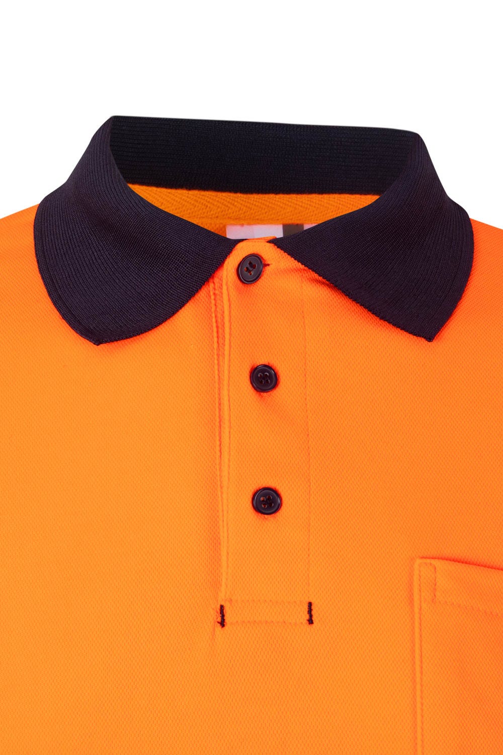 305515.POLO ALGODÓN BICOLOR ML AV AZUL NAVY/NARANJA FLÚOR 2XL