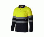 305515.POLO ALGODÓN BICOLOR ML AV AZUL NAVY/AMARILLO FLÚOR 2XL