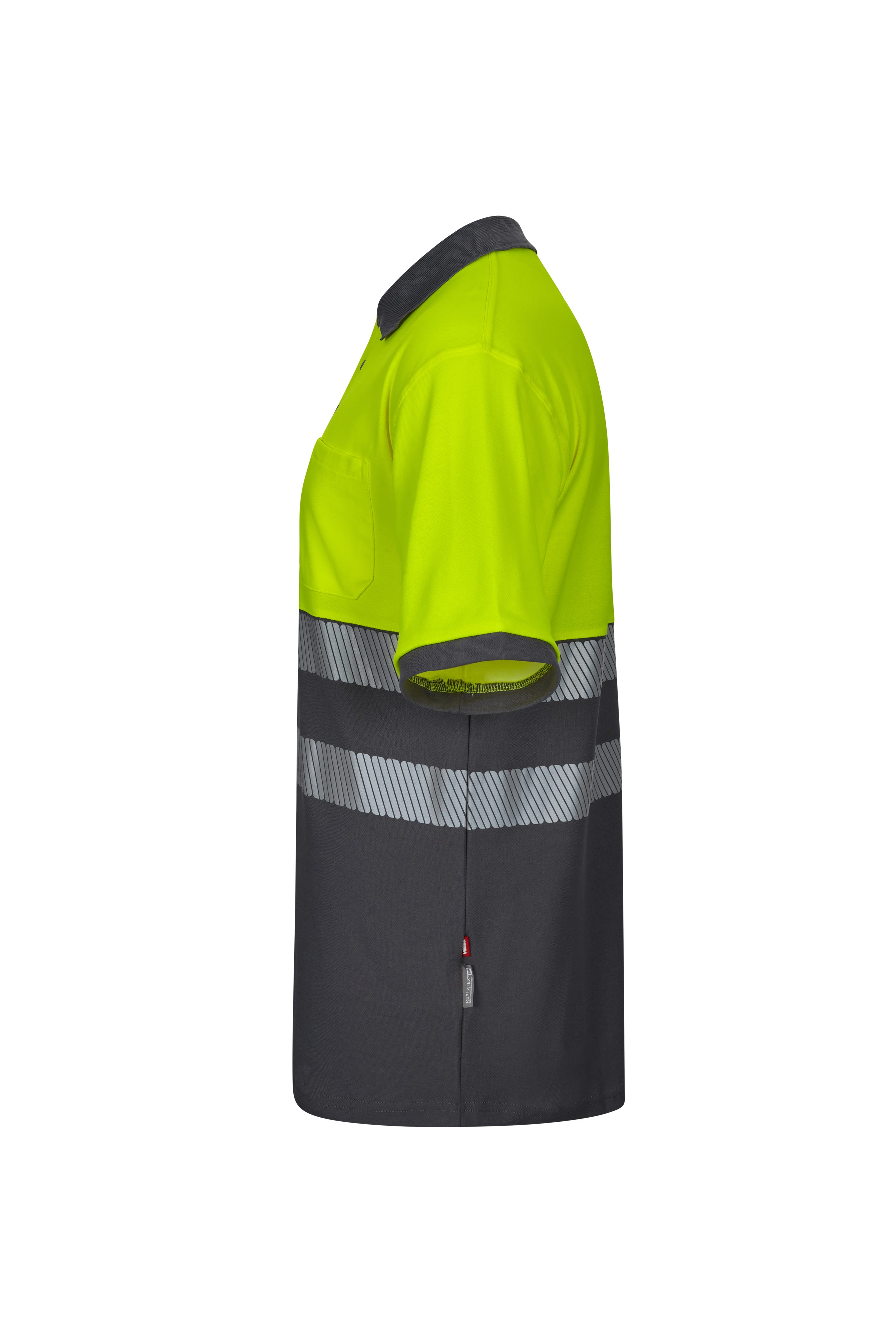 305523.POLO ALGODÓN BICOLOR MC RS GRIS/AMARILLO FLÚOR S