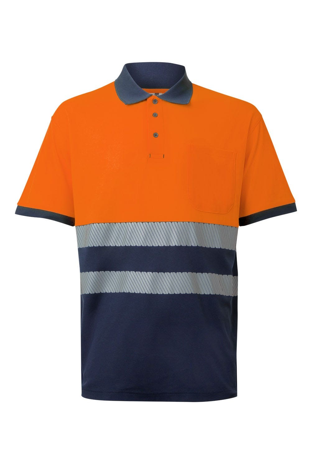 305523.POLO ALGODÓN BICOLOR MC RS AZUL NAVY/NARANJA FLÚOR 2XL