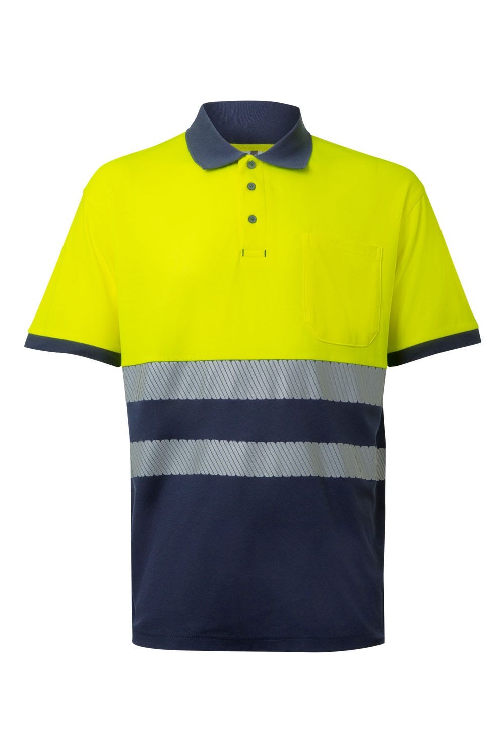 305523.POLO ALGODÓN BICOLOR MC RS AZUL NAVY/AMARILLO FLÚOR 2XL