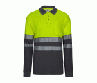 305525.POLO ALGODÓN BICOLOR ML RS GRIS/AMARILLO FLÚOR S