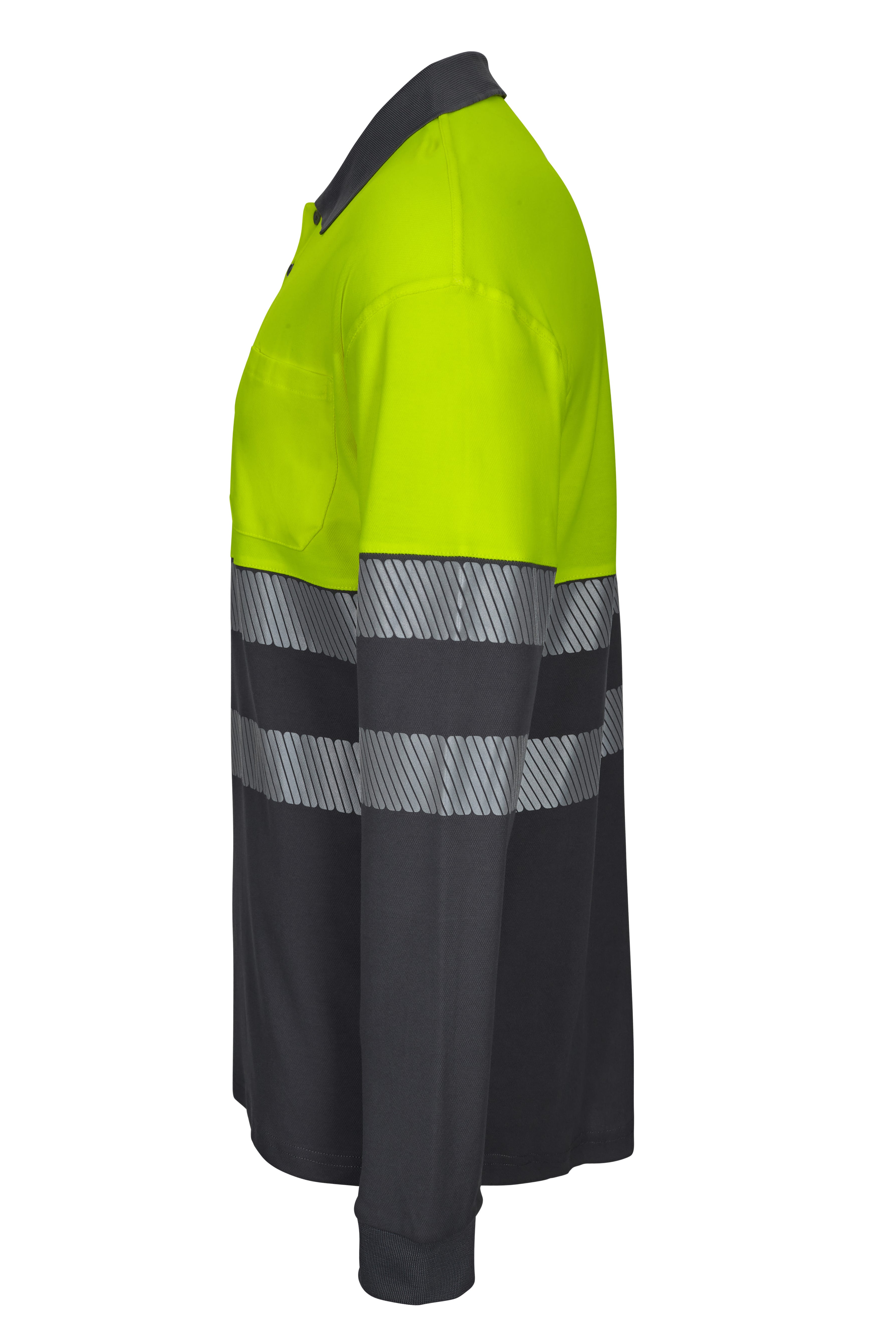 305525.POLO ALGODÓN BICOLOR ML RS GRIS/AMARILLO FLÚOR S