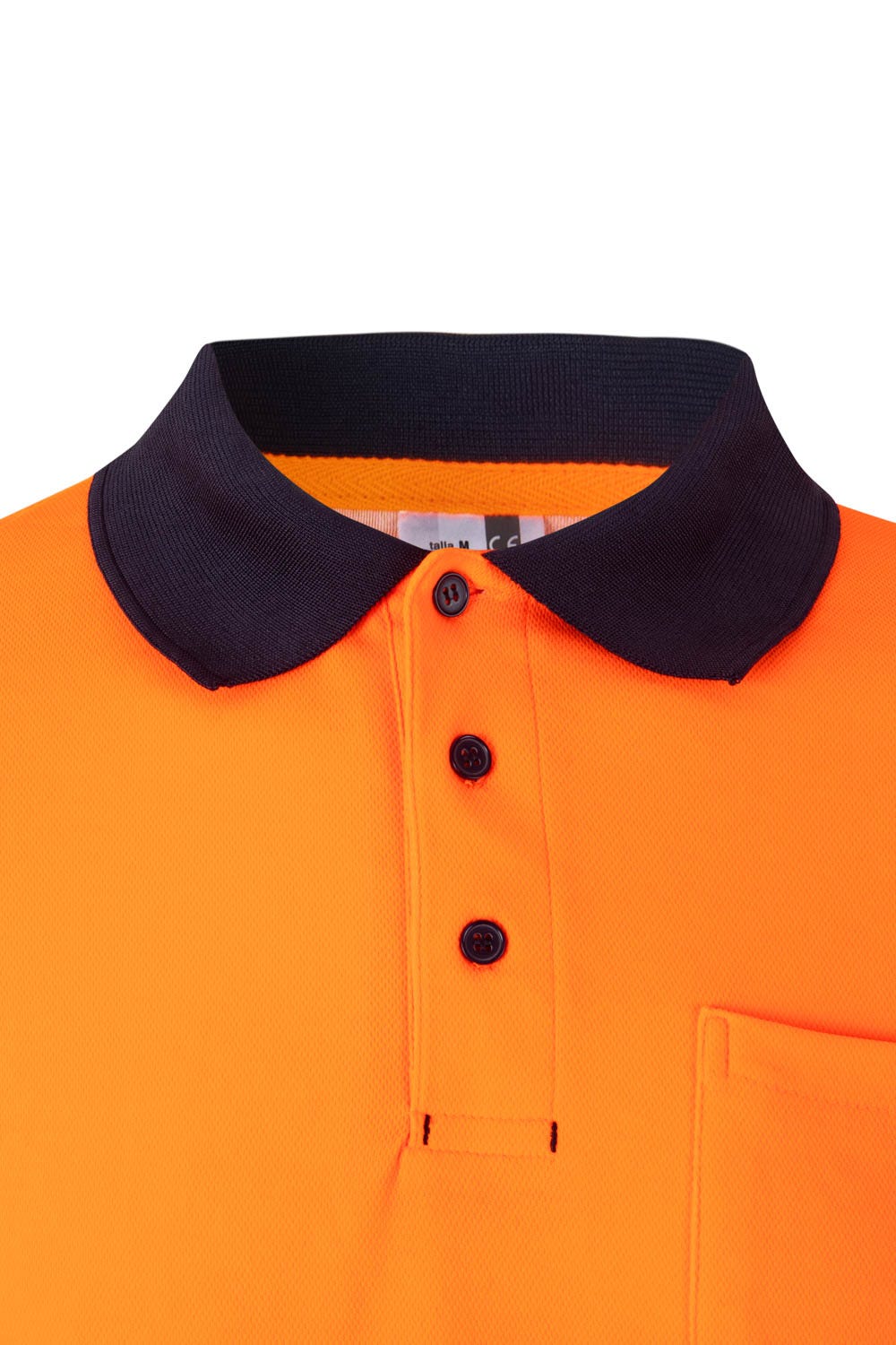 305525.POLO ALGODÓN BICOLOR ML RS AZUL NAVY/NARANJA FLÚOR 2XL